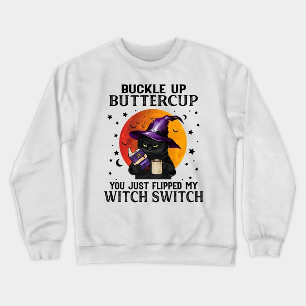 Cat Halloween Witch Crewneck Sweatshirt by Sunset beach lover